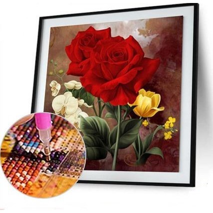 DIY Diamond Painting - 5D Red Rose Flower Stitch Kit