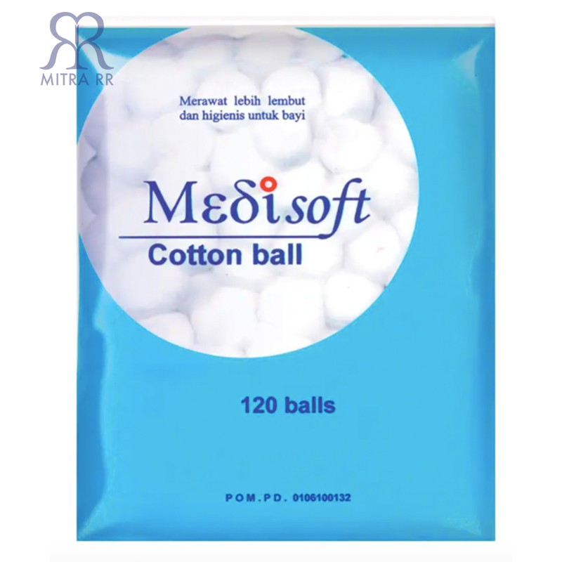 Kapas Medisoft Cotton Ball 120 Balls / Kapas Bulat Bola