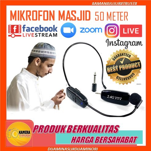 Mikrofon Mic Microphone Clip Wireless UHF Imam Masjid Musholla