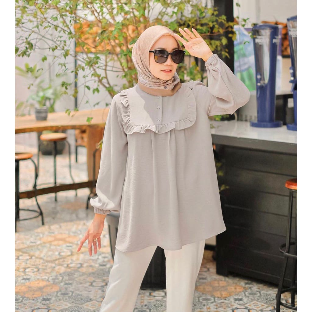 Naora Top blouse crinkle polos / blouse wanita / atasan wanita