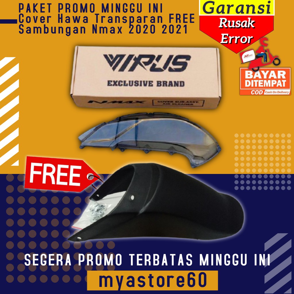 PAKET SPESIAL BIG SELL Cover Hawa Transparan Smoke VIRUS FREE Sambungan Depan Spakbor New Nmax 2020