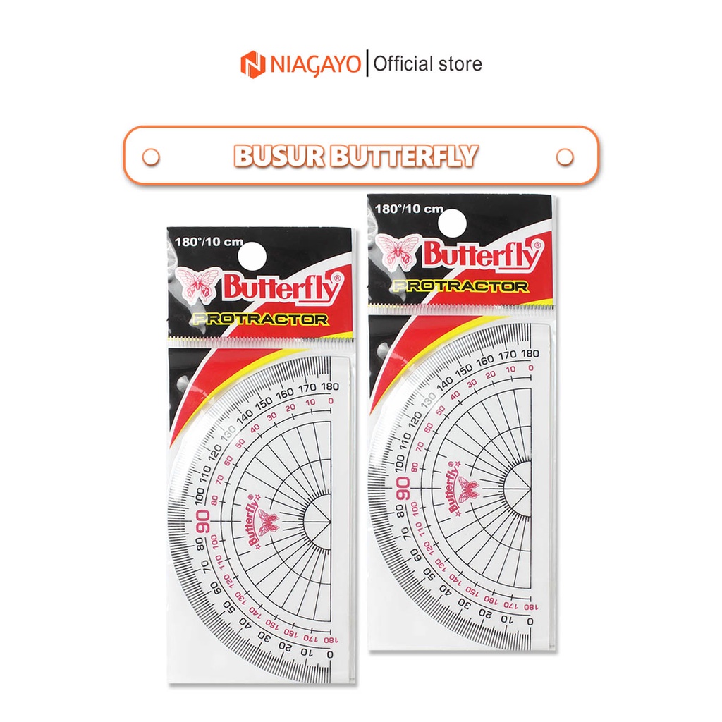 

Penggaris Busur Derajat 180 Merk Butterfly Bening 10 Cm Protraktor