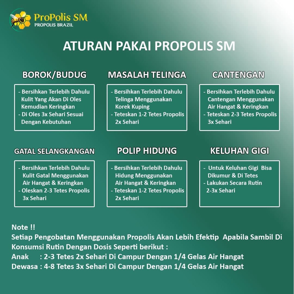 Obat Herbal Daging Jadi, Kutil Kelamin, Papiloma, Keloid, Milia, Ganglion, Skin Tag, Parasit, Mata Ikan, Kelenjar Getah Bening, Jerawat Bopeng, Benjolan di Tubuh, Kapalan, Uci uci, Fibroid - PROPOLIS SM BRAZILIAN 100% ORIGINAL BPOM