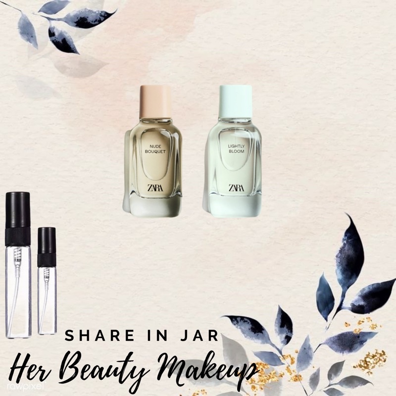 Share in Jar Bottle ZARA Decant Perfume Parfum Nude Bouquet &amp; Lightly Bloom Orchid Gardenia Femme Wonder Rose Nuit Violet Blossom Tuberose Twilight Mauve