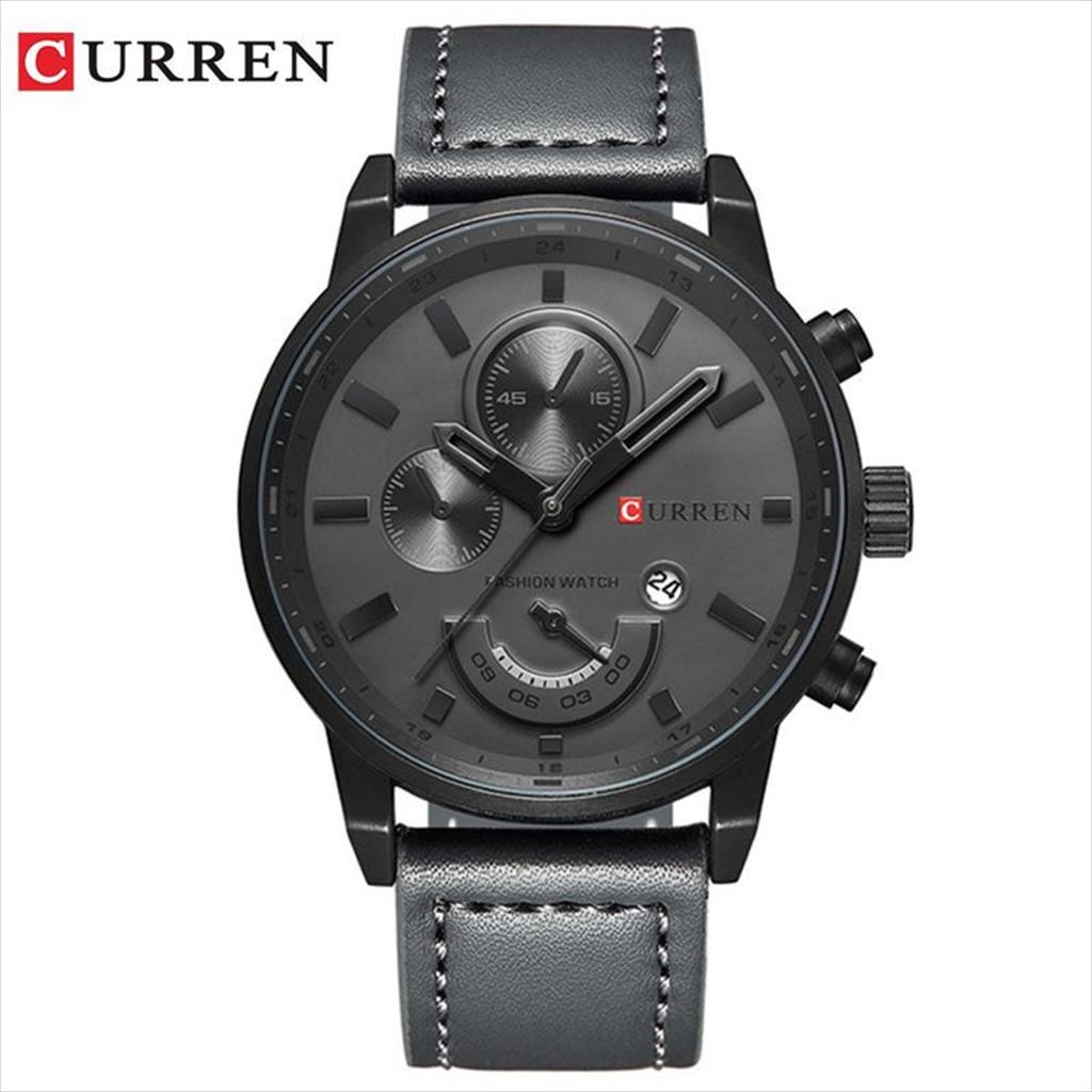 CURREN 8217 Jam Tangan Pria Analog Tali Kulit Chronograph Tidak Aktif CURRENOS