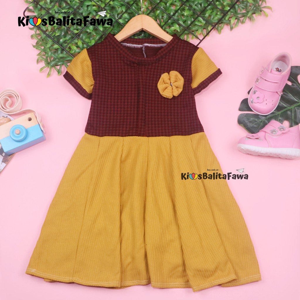 Dress Maudy Size 3-4 Tahun / Dres Anak Perempuan Gaun Lengan Simple Import Murah Baju Cewek