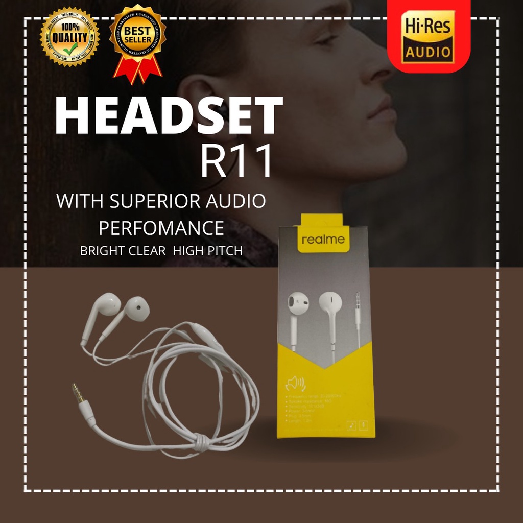 HEADSET / HANDSFREE REALME TIPE R11 + MIC  bisa dipakai semua tipe hp