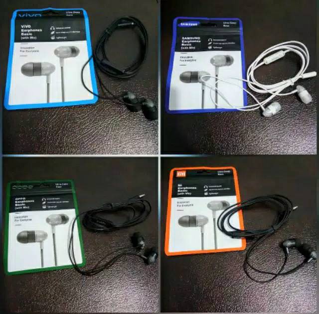 Earphone Headset Merk Branded Ultra Deep Bass Bisa Telepon Mic