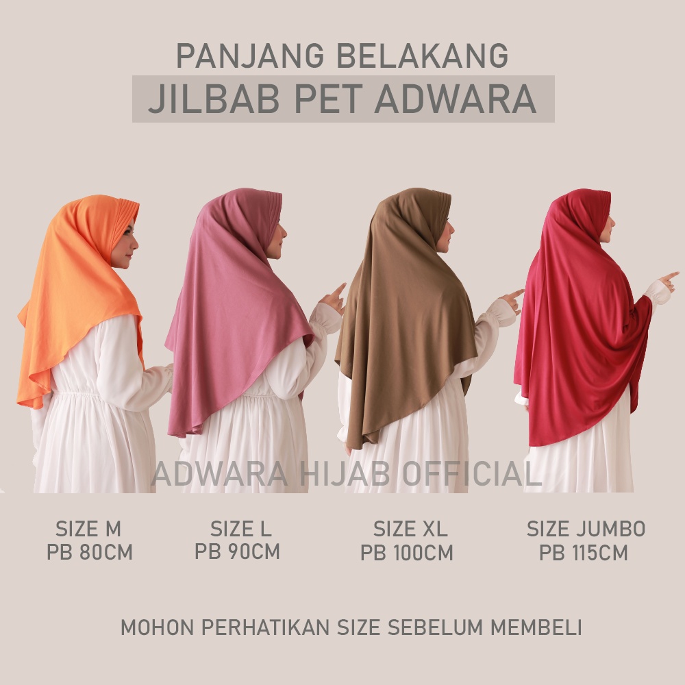 ADWARA HIJAB Jilbab Pet Antem Size M Premium / Jilbab Instan Jahit Tepi Rapi Bahan Tebal dan Adem