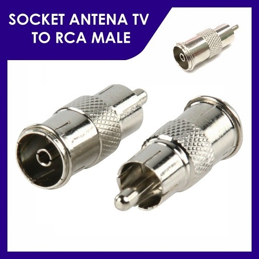 Konektor Sambungan jack Rca Metal To Antena Tv Mesin Tuner Wcom Wansonik Adapter RF Coaxial Connecto