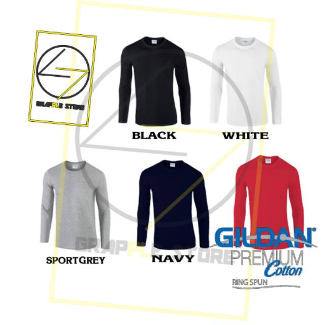 Kaos Polos Gildan Premium Long Sleeve (Original)