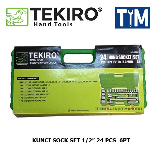 TEKIRO Kunci Sock Set 1/2&quot; 24 PCS 6PT / Socket Set 1/2 INCH 24 PCS 6PT