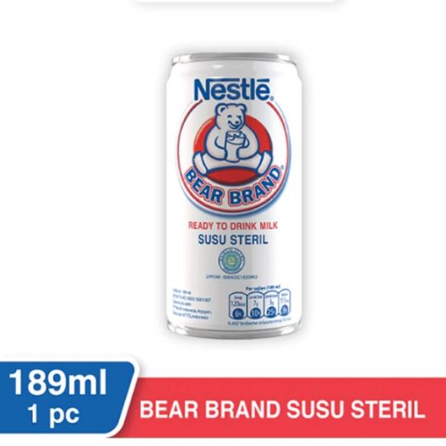 

NESTLE BEAR BRAND Susu Sapi Steril Siap Minum Putih Kaleng 189ml