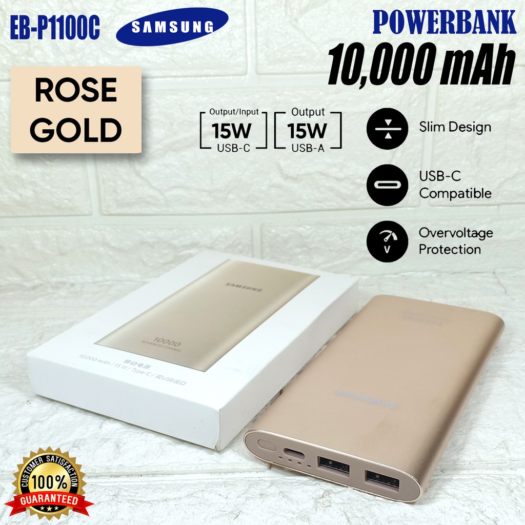 PowerBank Samsung 10000mAh Type-C ROSE GOLD Dual Port USB EB-P1100C