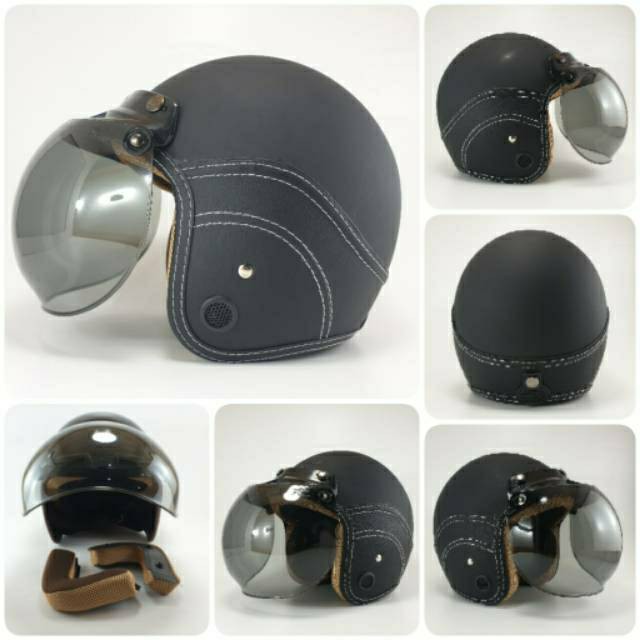 Best Item HELM BOGO RETRO HELM BOGO SETENGAH KULIT HELM BOGO KULIT HELM HITAM DOFF HELM MOTOR SNI