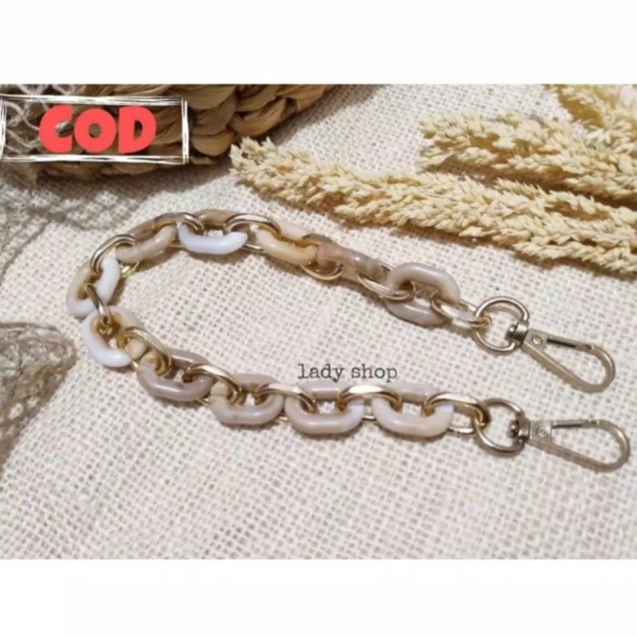 Tali tas rantai Acrylic bag dompet cocok untuk kondangan pesta import - Putih