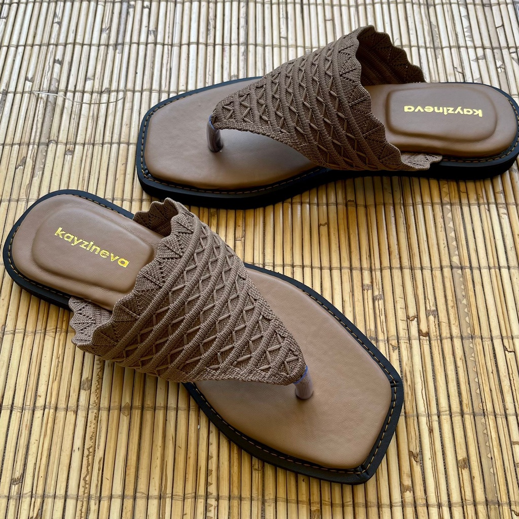 KAYZINEVA | SP03 Sandal Jepit Wanita Rajut Premium Ujung Kotak