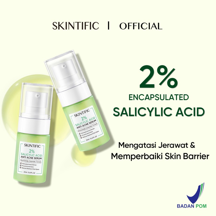 BPOM SKINTIFIC 2% SALICYLIC ACID ANTI ACNE SERUM 20MLC / SERUM JERAWAT SKINTIFIC / SYE