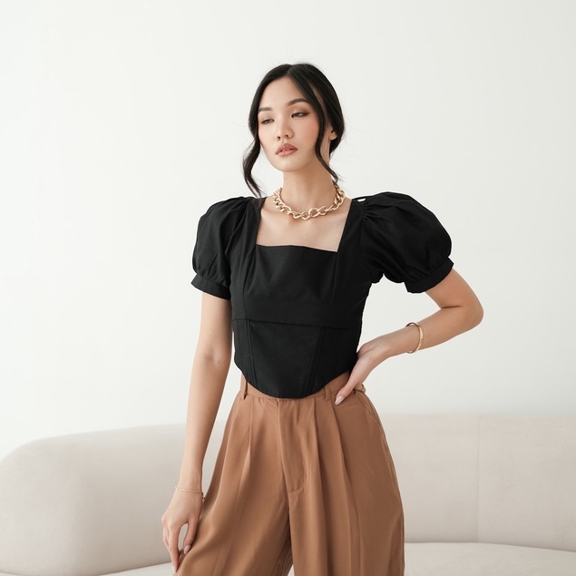 [TAVIA] JASMINE TOP / ATASAN WANITA / BAJU KOREA WANITA / CROP TOP WANITA