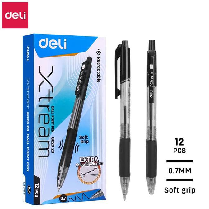 

Deli EQ02320 Retractable Smooth Ballpoint Pen 0.7mm Black / Pulpen FREE ONGKIR