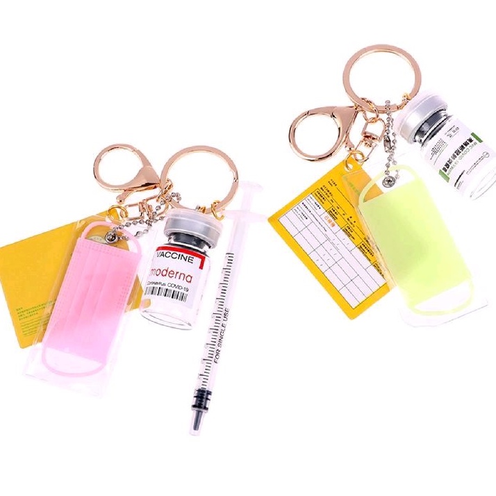 GANTUNGAN KUNCI UNIK BENTUK BOTOL DAN SERTIFIKAT SURAT VAKSIN SERTA MASKER KREATIF SOUVENIR HAMPERS 