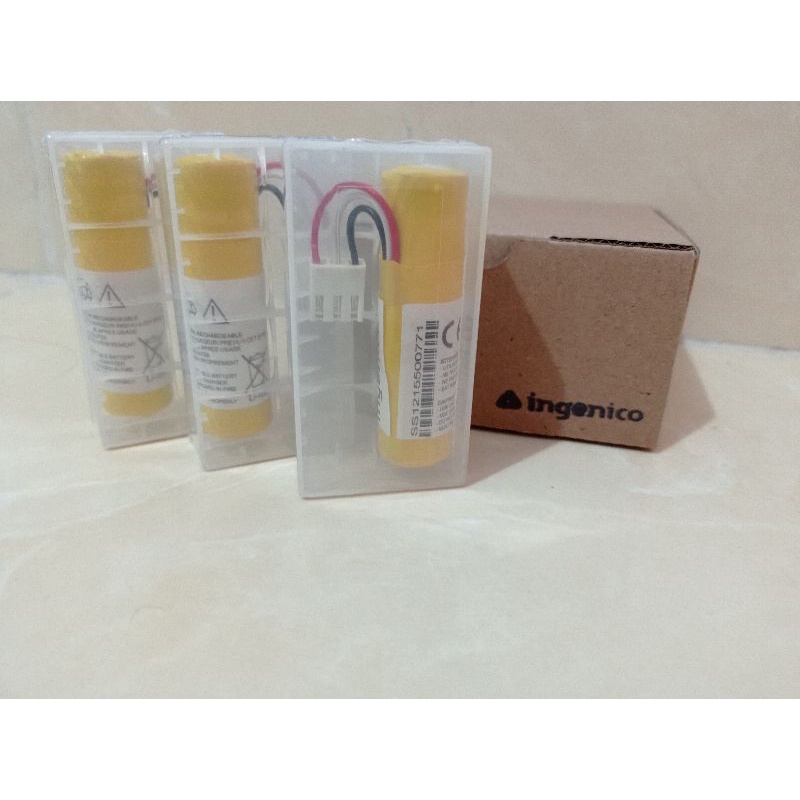 baterai mesin edc ingenico type iwl220 warna kuning barang seperti foto
