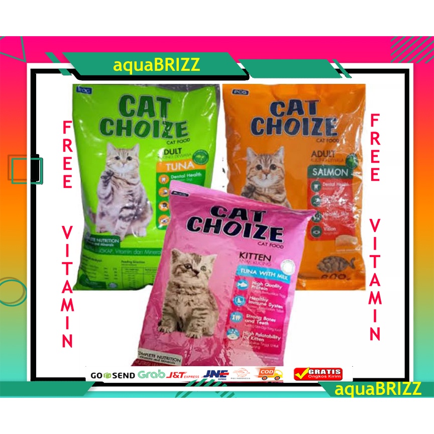 Makanan kucing cat choize adult &amp; Kitten all varian SALMON TUNA FREE VITAMIN MINYAK IKAN