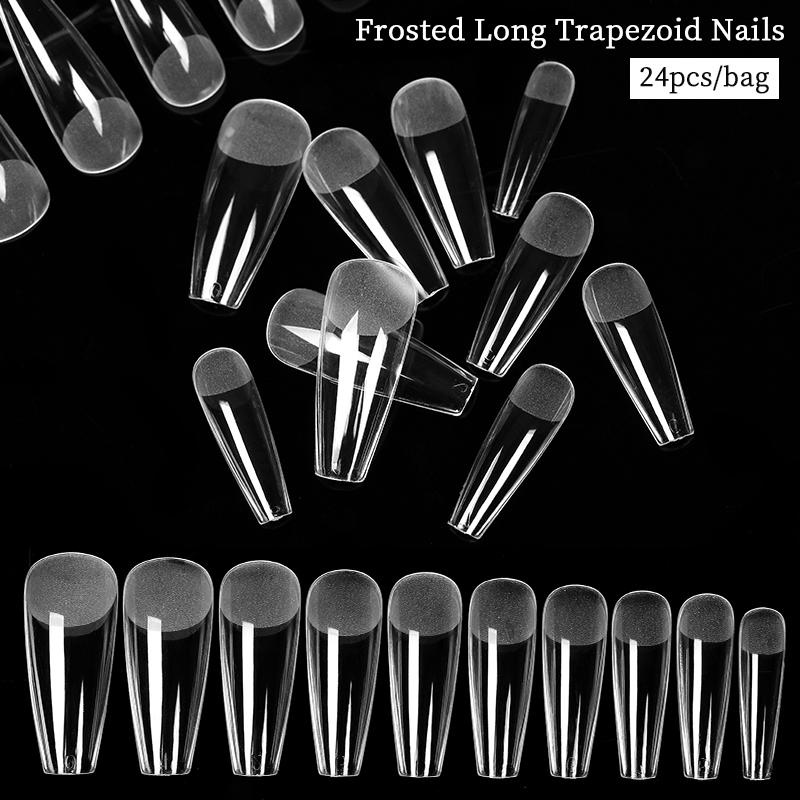 24pcs / Set Kuku Palsu Ultra Tipis Warna Matte Untuk Nail Art / Manicure