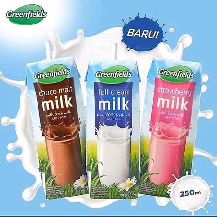 

surabaya dus 250ml Susu Greenfields karton Full Cream Strawberry uht greenfield 250 termurah ori