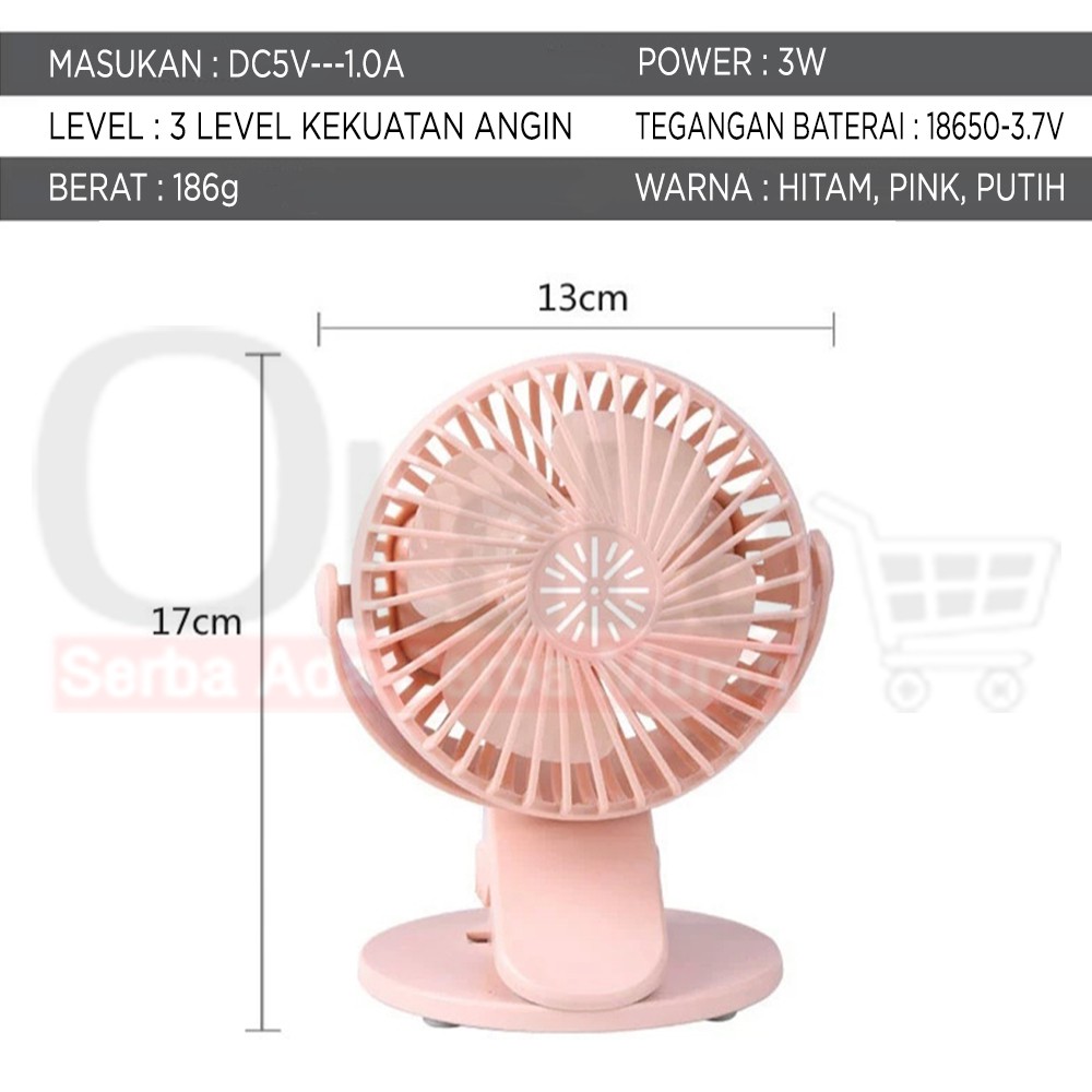 Portable Mini Fan Clip Kipas Angin Meja Jepit Bisa di Charge FX-030