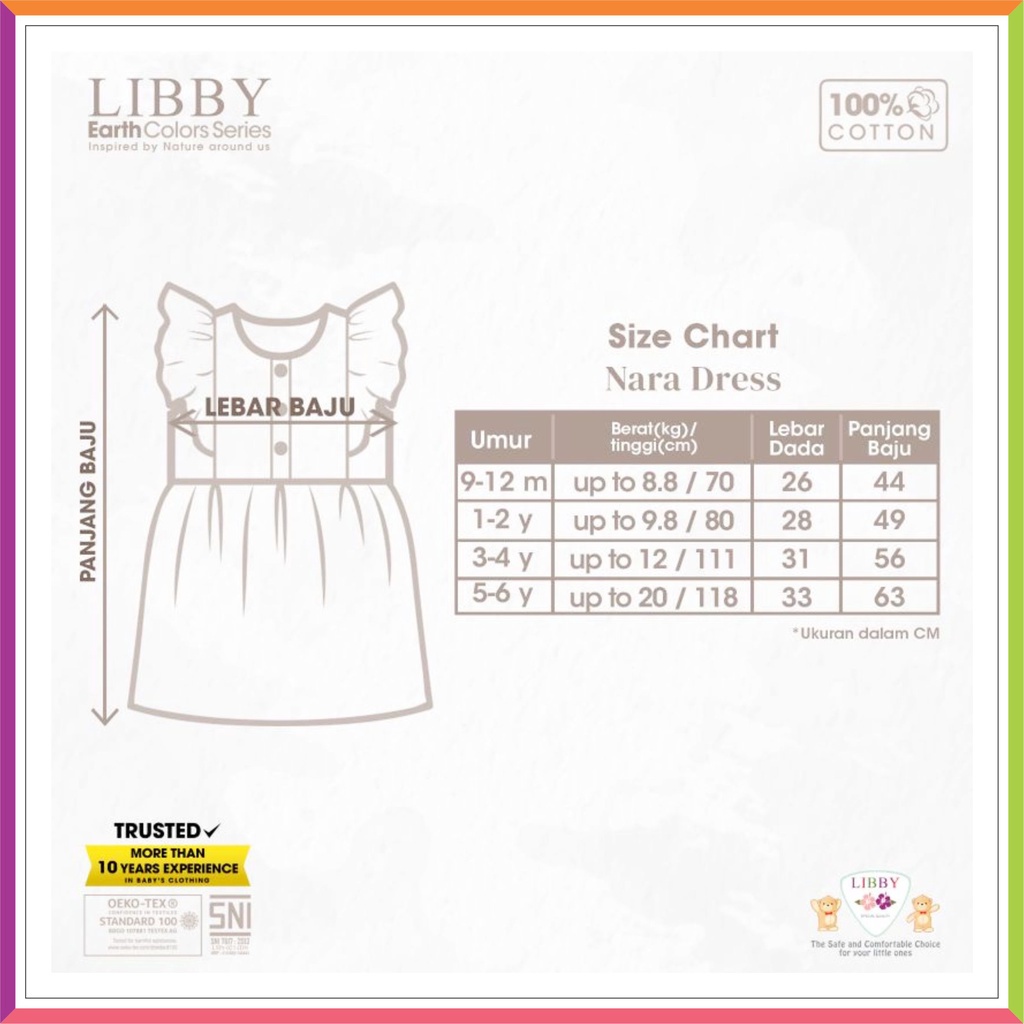 Baju Dress Bayi Anak Perempuan 1-6 Tahun LIBBY Earth Nara Dress (1 Pcs)