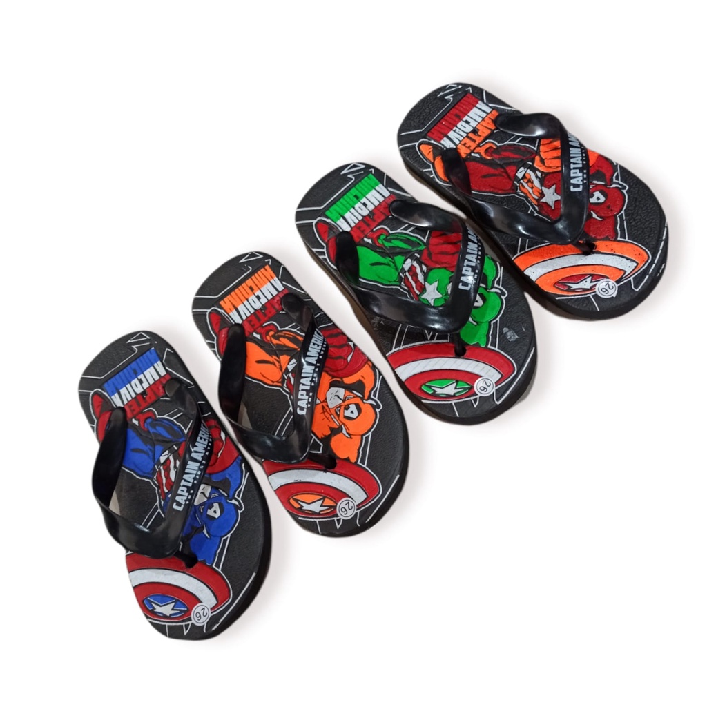 SANDAL JEPIT ANAK CAPTAIN AMERICA | SENDAL JAPIT ANAK KARAKTER KAPTEN AMERIKA | CAPTEN AMERICA SUPER HERO SIZE 26/35