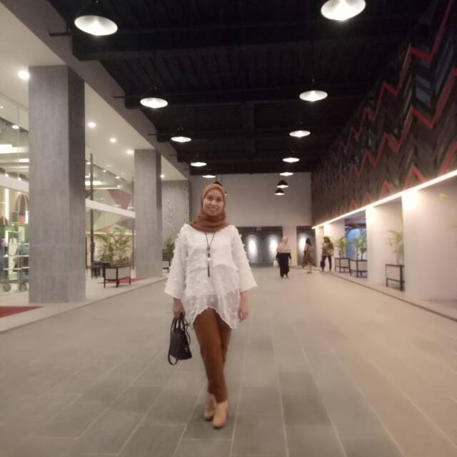 Blus kaftan linen putih fit to L