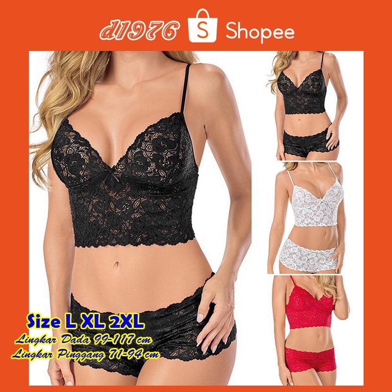 d1976 Pakaian Dalam Wanita Bra Set Size L XL 2XL Push-Up Padded Model Renda BH Celana Dalam OFB-F303