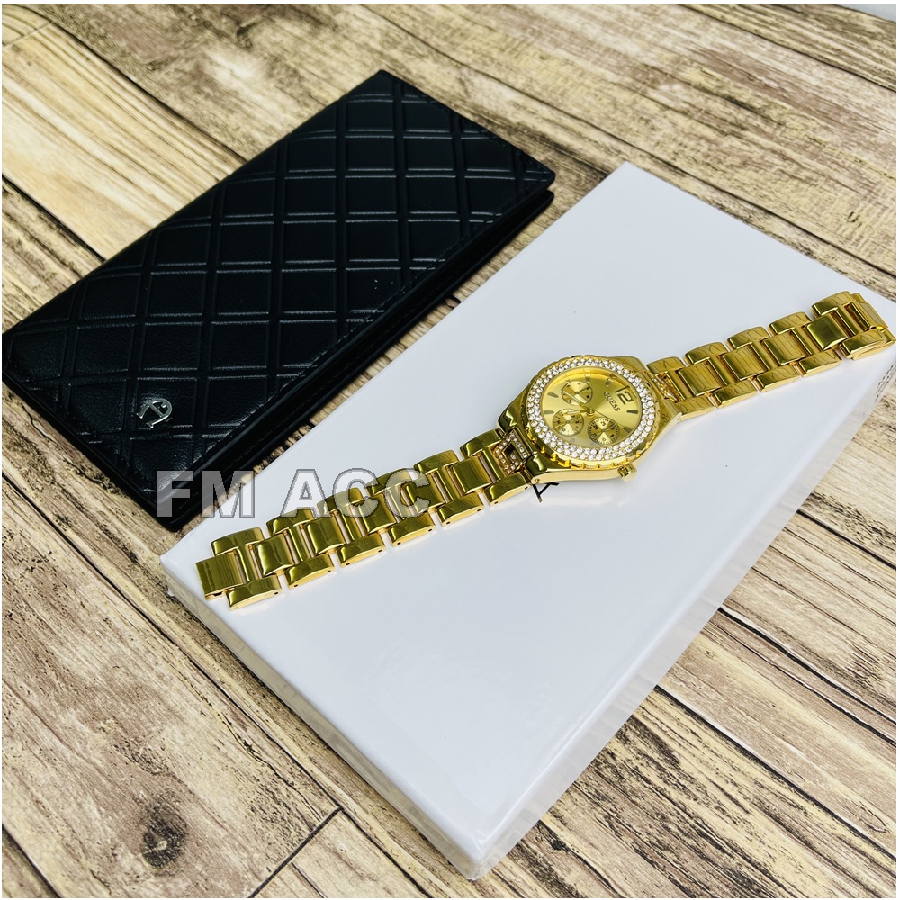 Dompet Wanita LipJam Panjang Bahan Premium Exclusive Cantik Plus Jam Tangan Wanita Tahan Air Anti Karat Mewah Diamond Full Quartz Casual Bahan Stainless Stell Jam Tangan Fashion Wanita New Arival Jam Tangan Korea Korean Style Jam Tangan Cantik