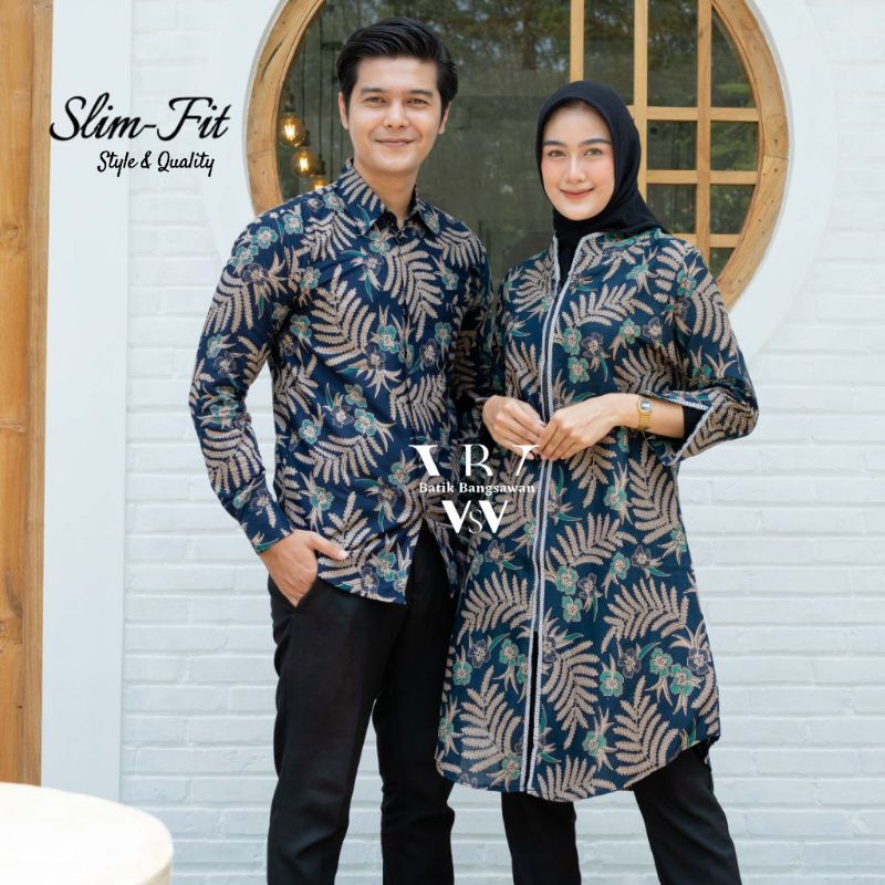 Baju Batik Couple Sarimbit Modern Trendy Tunik Ziper Busui Frendly