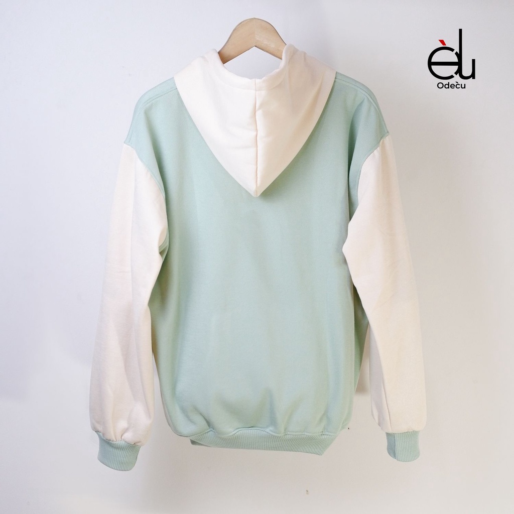 ODECU PREMIUM HOODIE TWO COLOR MINT VANILLA SWEATER OVERSIZE WANITA PRIA