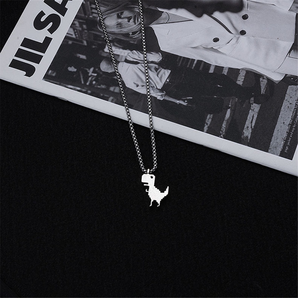 【COD Tangding】Kalung Rantai Liontin Dinosaurus Kecil Bahan Titanium Steel Gaya Hip Hop Untuk Aksesoris Pasangan