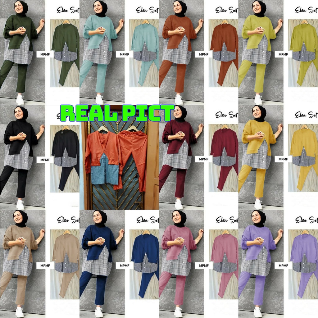 SETELAN WANITA CANTIK STELAN CASUAL KEKINIAN MURAH SET ELZA UK