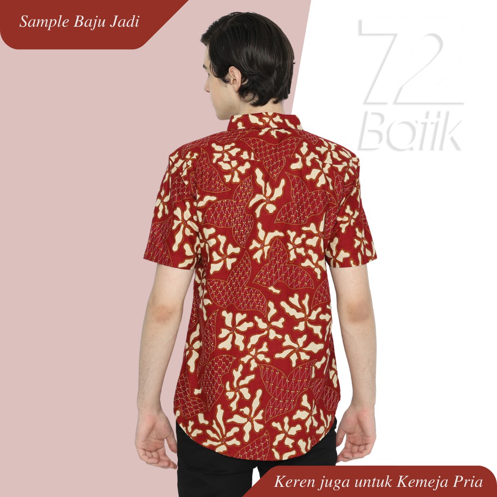 KAIN BATIK PREMIUM Bahan Katun Motif Daun Menjari Kontenporer Modern Merah Maroon 724925 Cap 72 Jarik Jarit Samping Kebat Panjang Batik Katun Modern Premium Bahan Seragam Batik Pernikahan Kantor Keluarga Murah Kamen Jadi Batik Bali Lembaran