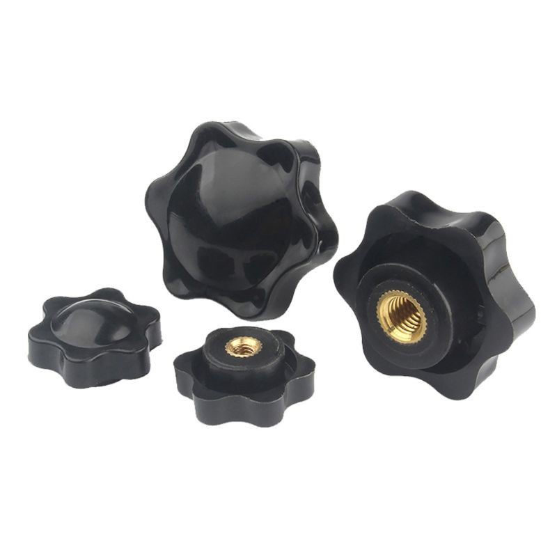 CRE  10PCS M5 M6 M8 M10 Plum Hand Tighten Nuts Handle Thread Star Mechanical Thumb Nut Manual Clamping Knob Black