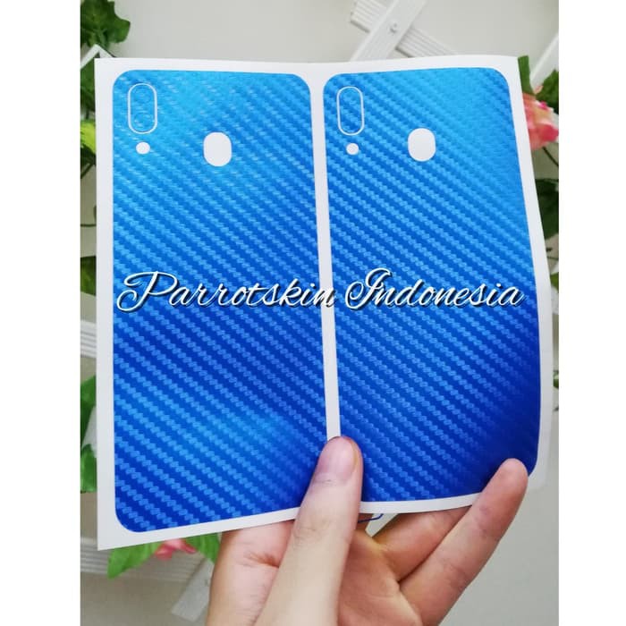 Garskin Protector Carbon Blue cool Samsung Galaxy M20 anti gores back