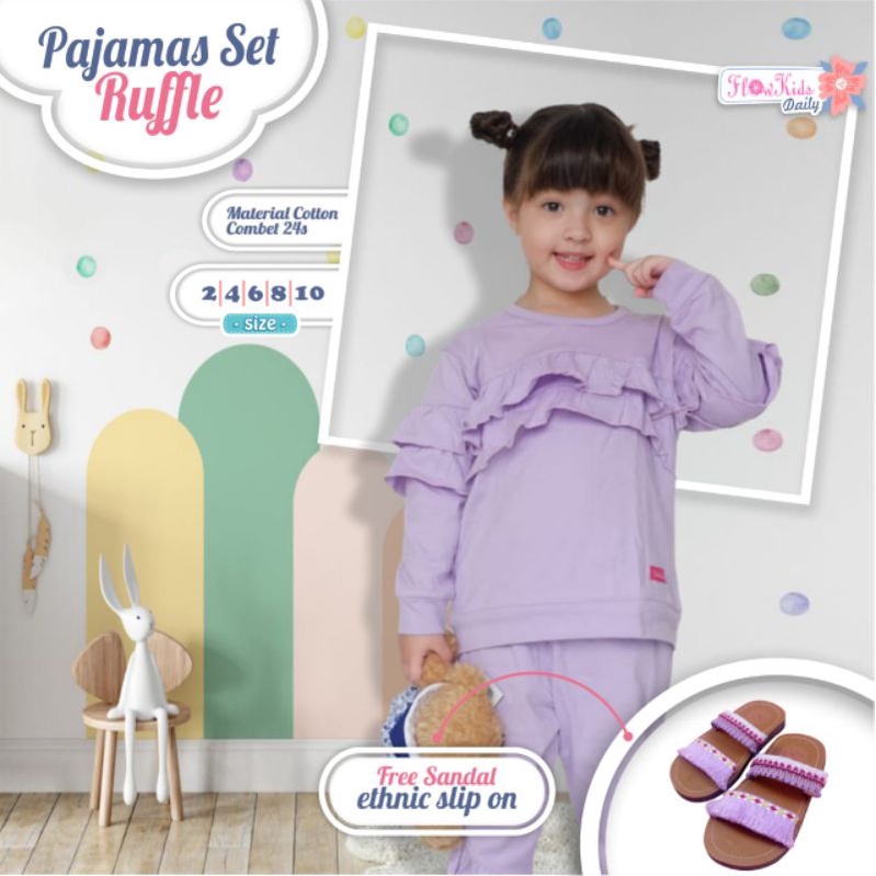 Setelan Anak Pajamas Perempuan 2_10 free sandal