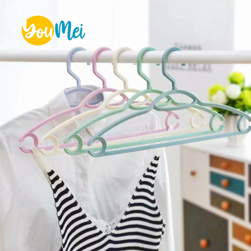 Gantungan Baju Plastik JDewasa Japanese Style isi 6 pcs / Hanger Pakaian Jepang Berwarna Premium Quality - 1046