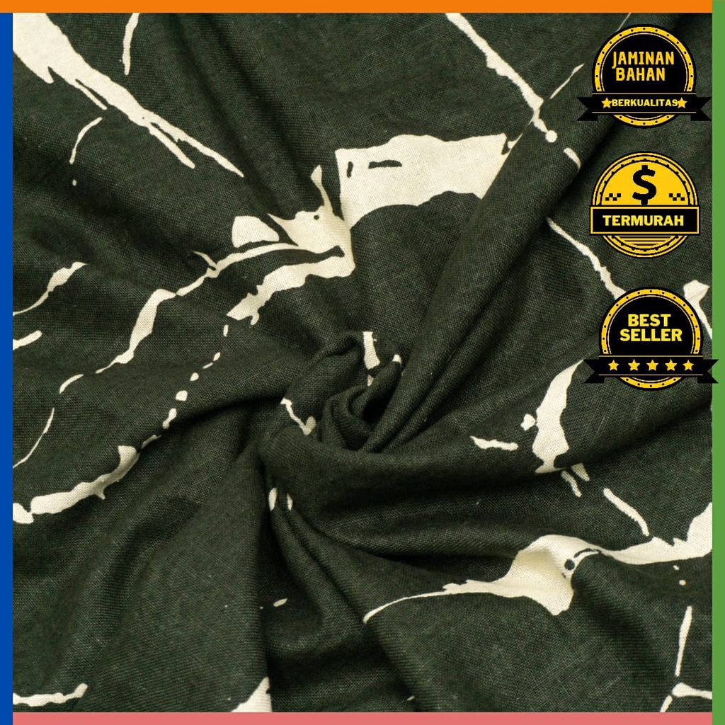 Kain Memora Kain Linen Rami Warna Army Motif Abstrak Lebar – 150 cm Murah