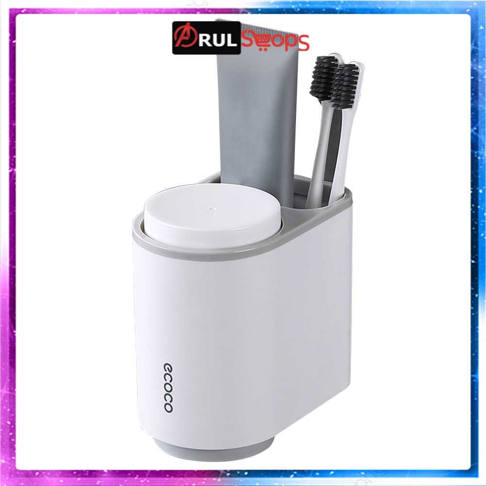 ARS - ECOCO Rak Sikat Gigi &amp; Gelas Magnetic Wall Mounted Toothbrush - E1905