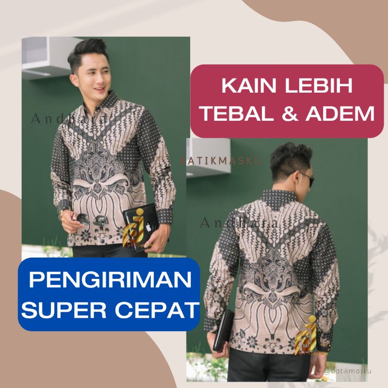 Baju Batik Kemeja Pria GURDO BARU Premium Slim Fit Full Furing Kemeja Cowok Modern Kemeja Formal Baju Batik Solo Baju Batik pria