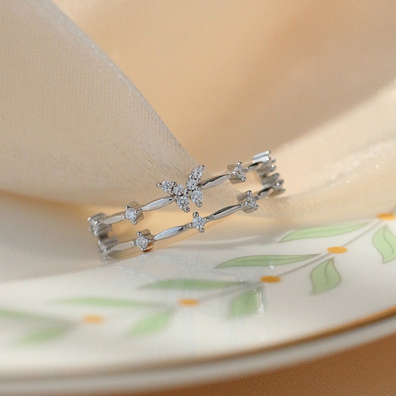 Cincin Lapis Emas 18k Model Butterfly Cubic Zircon Untuk Wanita