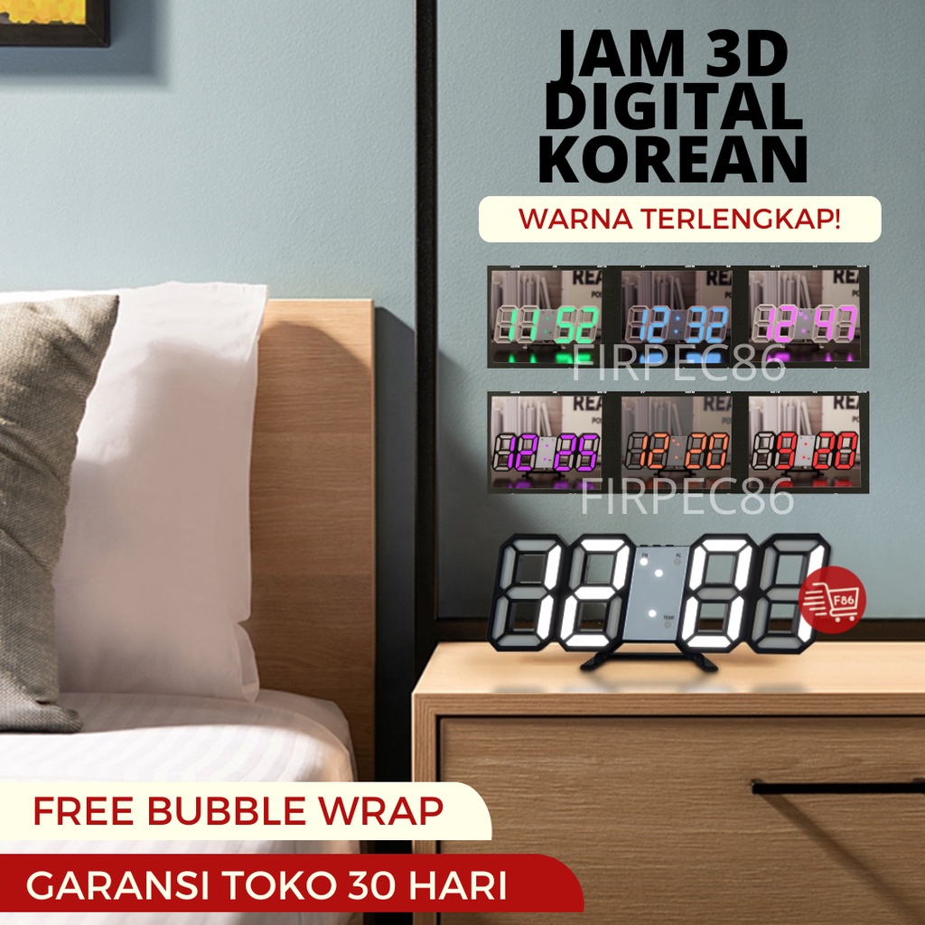 Jam Meja LED dan Jam Dinding Digital Led 3D Clock Meja Alarm Dinding Clock Aesthetic Korean Style Premium Modern Style Minimalist / Jam Meja Alarm Aesthetic / Hiasan Kamar Estetik