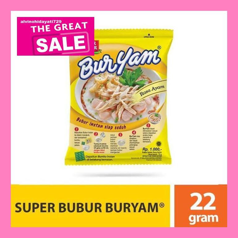 

Al04Nind Super Bubur Buryam 22 Gram (1 Renceng Isi 10 Sachet) Indvvl03